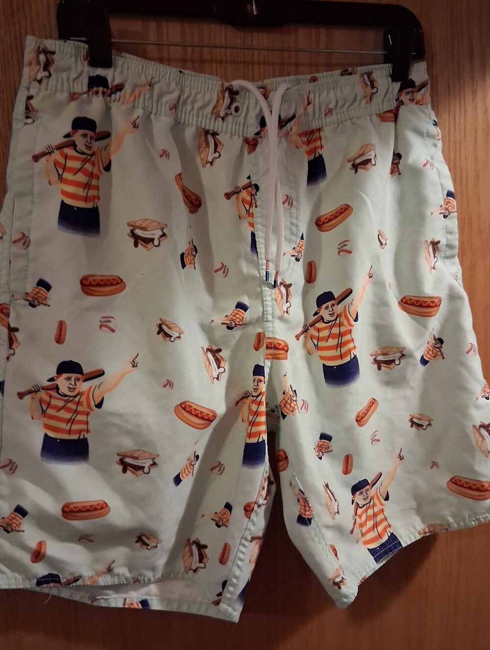 RSVLTS Light Mint Green Novelty Hot Dog Print Men’s Shorts